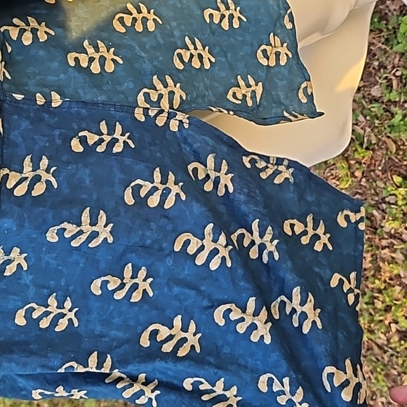 WEAVERBIRD ecocouture cotton batik print tunic top grandfather collar 36 - Picture 7 of 11